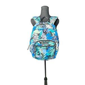 Vera Bradley Floral Backpack Blue Teal Laptop Travel School Bag